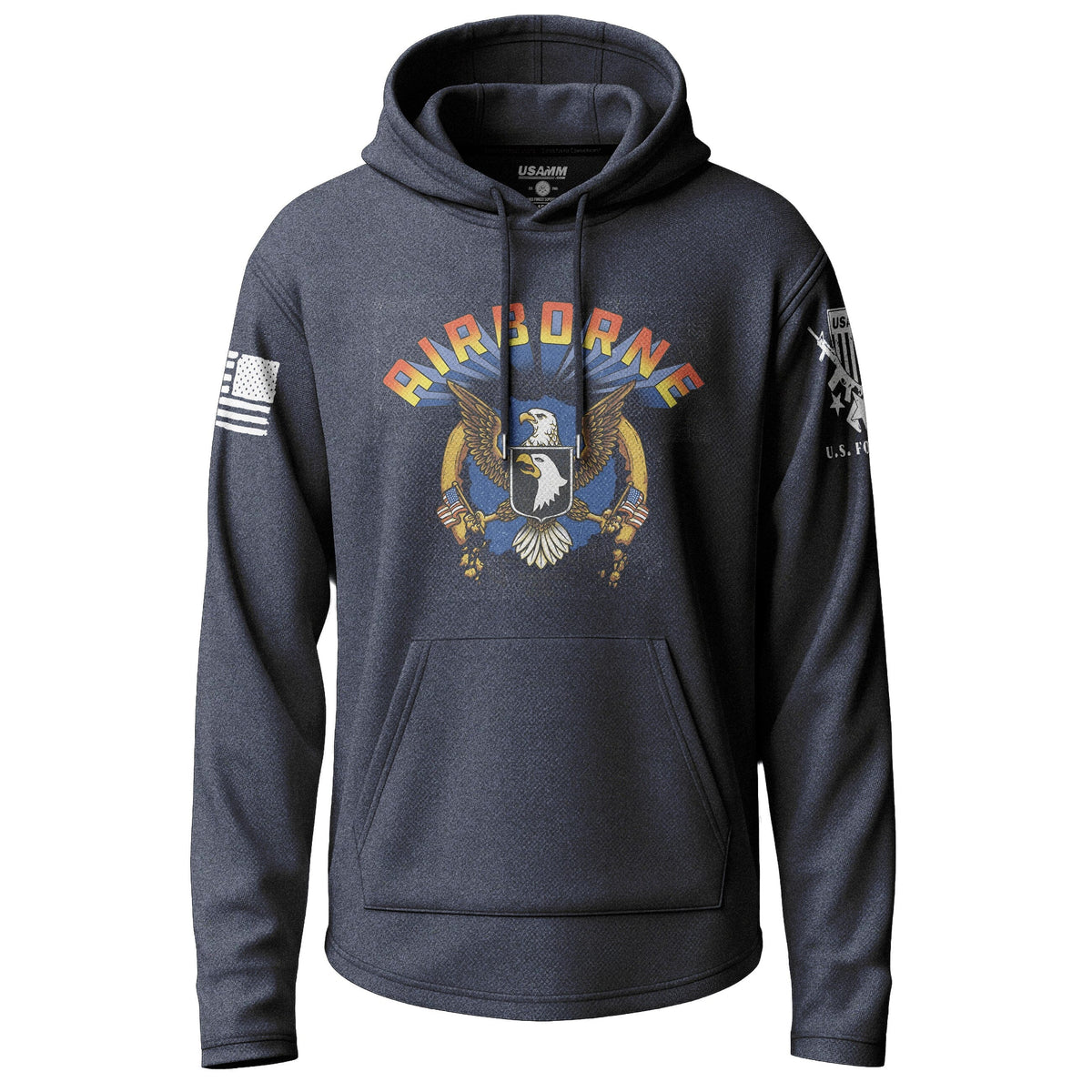 101st Airborne Eagle and Flags Lightweight Hoodie Lightweight Hoodie 90141-S-NAVY-THIN