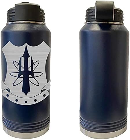 Laser Engraved Vacuum Sealed Water Bottles 32oz - Navy Badges Water Bottles LEWB.0042.N