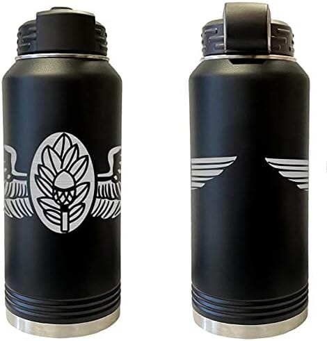 Laser Engraved Vacuum Sealed Water Bottles 32oz - Navy Badges Water Bottles LEWB.0041.B