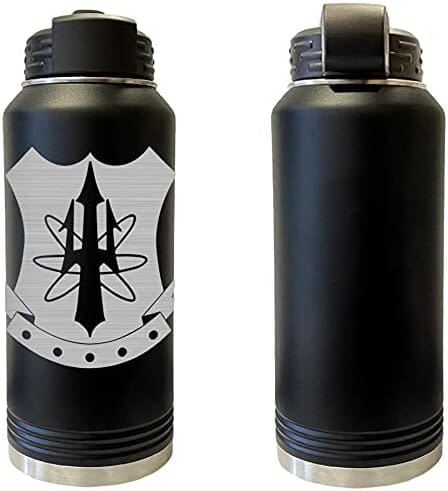 Laser Engraved Vacuum Sealed Water Bottles 32oz - Navy Badges Water Bottles LEWB.0042.B