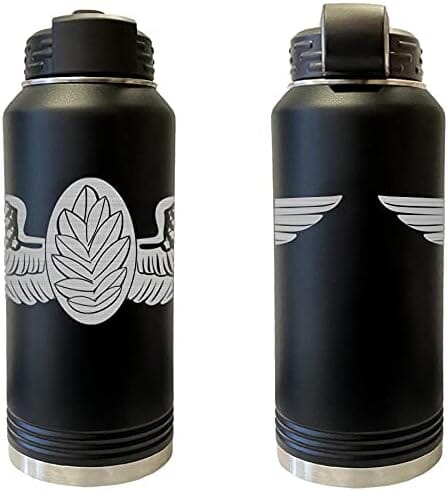Laser Engraved Vacuum Sealed Water Bottles 32oz - Navy Badges Water Bottles LEWB.0039.B
