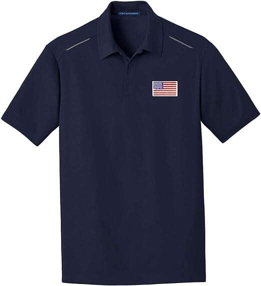 American Flag Embroidered Performance Polo Shirts 10.N