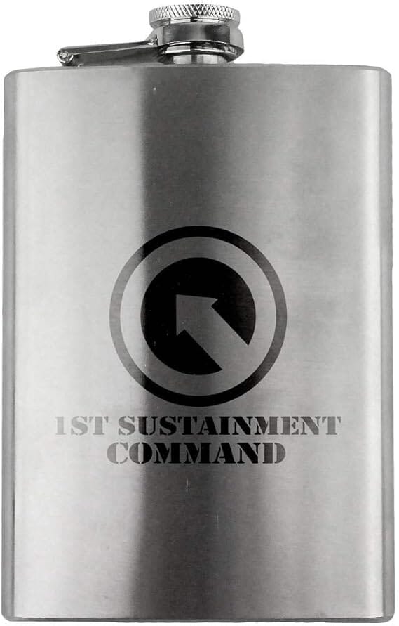 Army 1st Sustainment Command Subdued Veteran 8oz. Flask flask