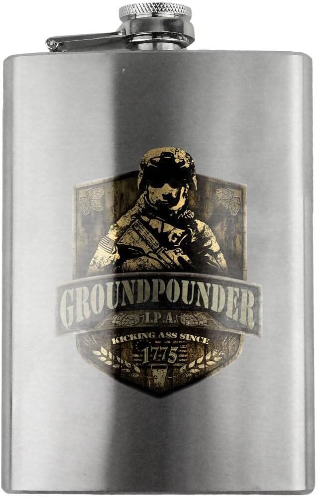 Army Groundpounder IPA Beer Label 8oz. Flask flask