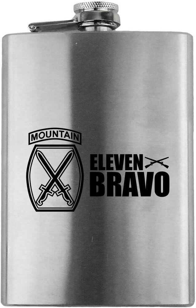 Army 10th Mountain Division 11 Bravo Veteran 8oz. Flask flask