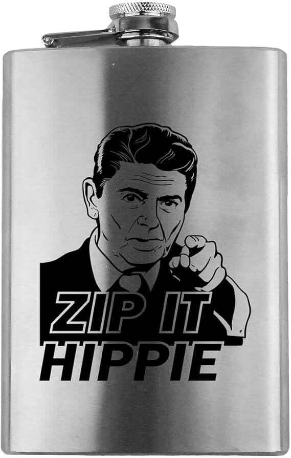 Zip It Hippie Funny 8oz. Flask flask