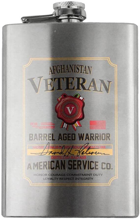 Afghanistan Veteran Whiskey Label 8oz. Flask flask