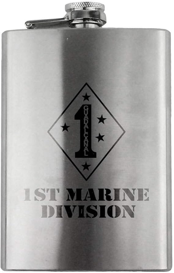 1st Marine Division Subdued Veteran 8oz. Flask flask