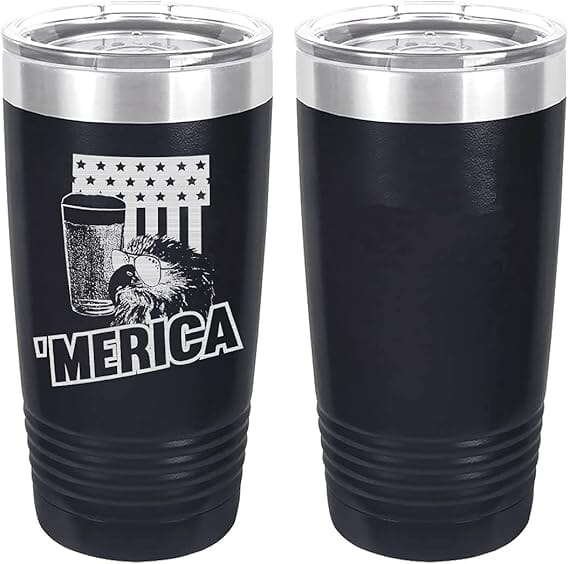 Merica Eagle Beer Laser Engraved 20oz Tumbler Mugs LET.0169.N