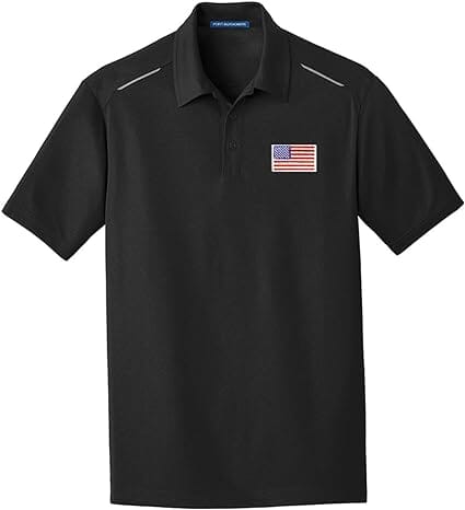 American Flag Embroidered Performance Polo Shirts 10.B