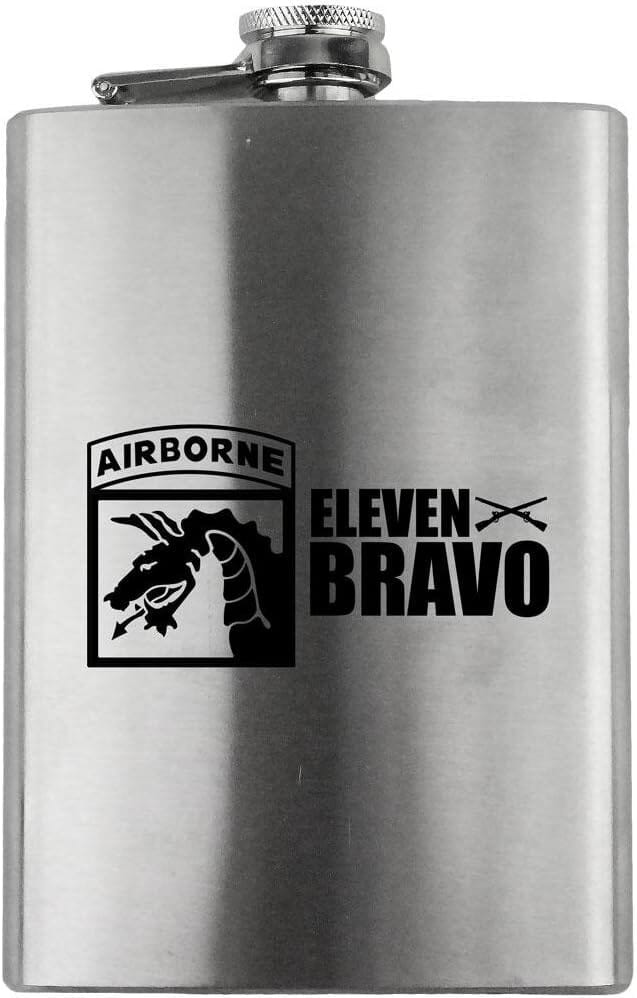 Army XVIII Airborne Division 11 Bravo Veteran 8oz. Flask flask