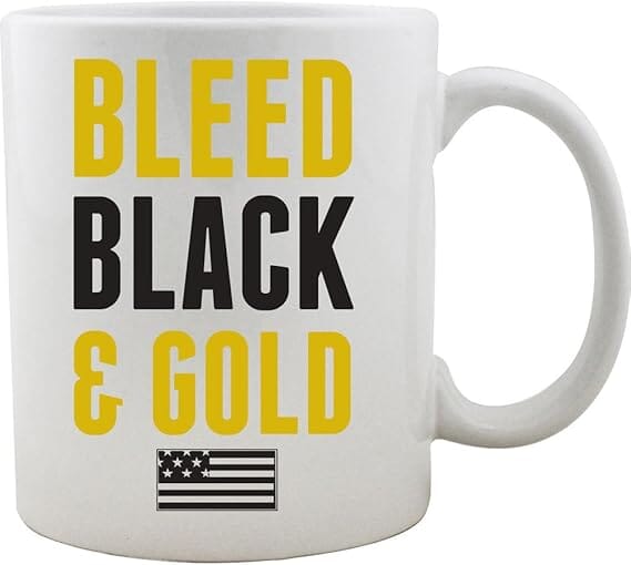 Bleed Black and Gold Army Coffee Mug (11 oz, White) Mugs