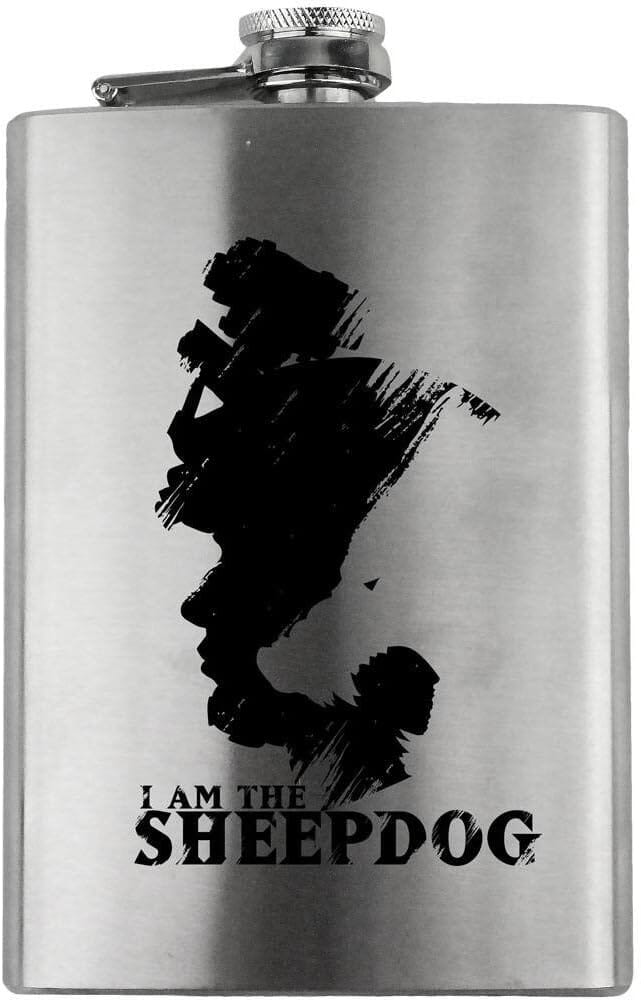 Original I Am the Sheepdog Veteran Military 8oz. Flask flask