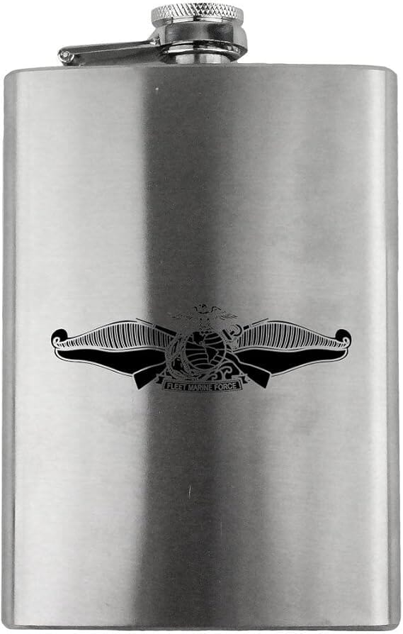 Fleet Marine Force Badge Navy Veteran 8oz. Flask flask