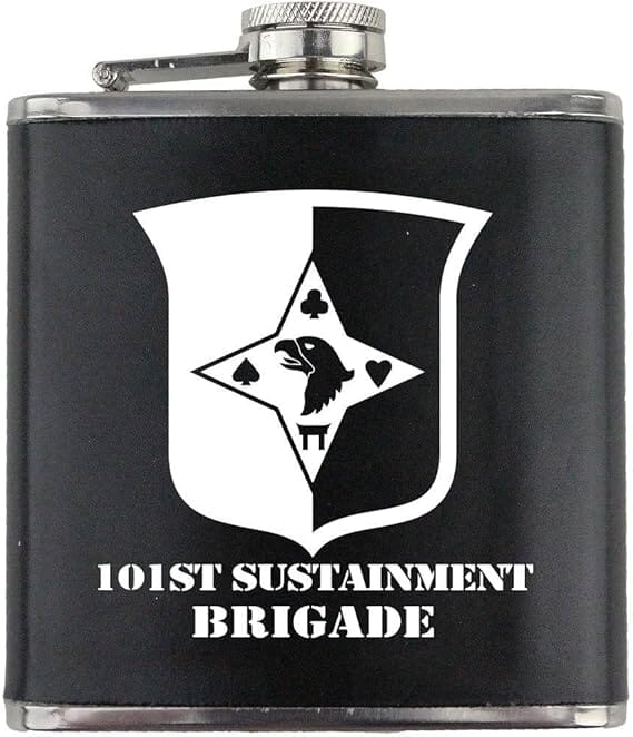 Army 101st Sustainment Brigade Subdued Stainless Steel Leather Wrapped 6oz. Flask Flasks
