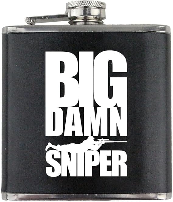 Big Damn Sniper Veteran Leather Wrapped 6oz. Flask Flasks
