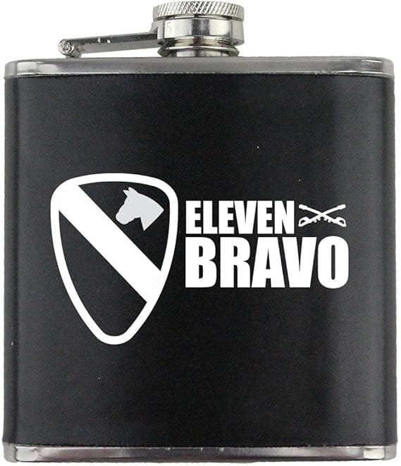 Army 1st Cavalry Division 11 Bravo Veteran Leather Wrapped 6oz. Flask Flasks