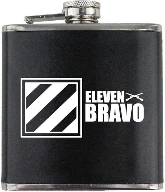 Army 3rd Infantry Division 11 Bravo Veteran Leather Wrapped 6oz. Flask Flasks