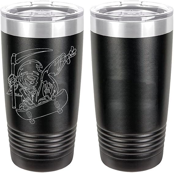Skater Grimm Reaper Laser Engraved 20oz Tumbler Mugs LET.0172.B