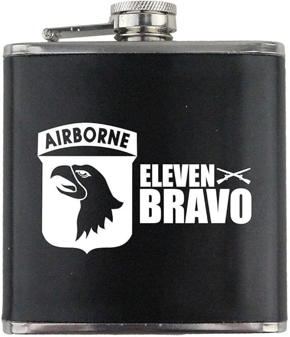 Army 101st Airborne Division 11 Bravo Veteran Leather Wrapped 6oz. Flask Flasks