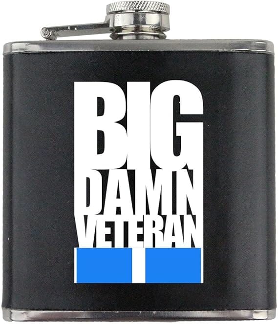 Big Damn Korean Service Veteran Leather Wrapped 6oz. Flask Flasks