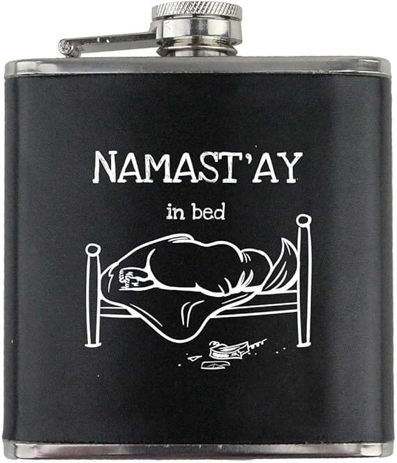 Namast'ay In Bed Funny Leather Wrapped 6oz. Flask Flasks