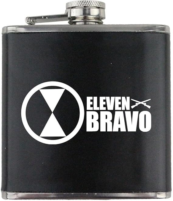 Army 7th Infantry Division 11 Bravo Veteran Leather Wrapped 6oz. Flask Flasks