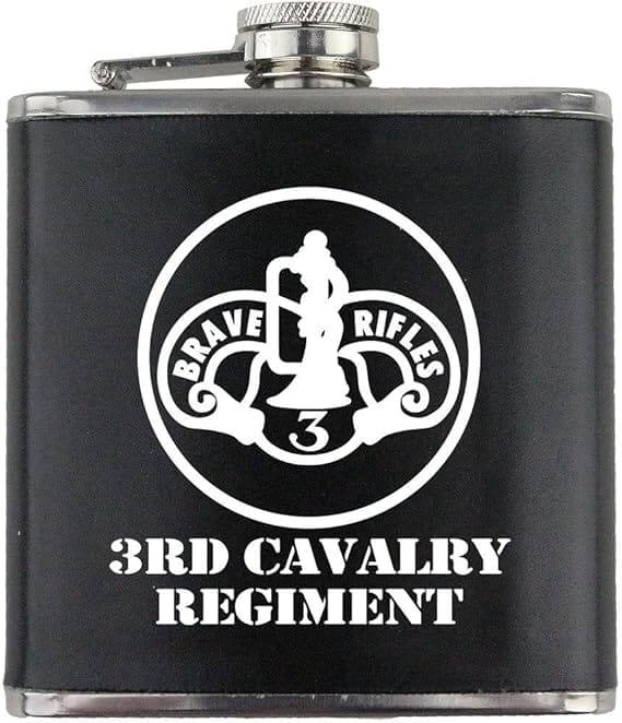 Army 3rd Cavalry Regiment Subdued Stainless Steel Leather Wrapped 6oz. Flask Flasks