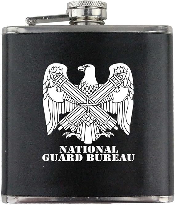 Army National Guard Bureau Branch Military Stainless Steel Leather Wrapped 6oz. Flask Flasks