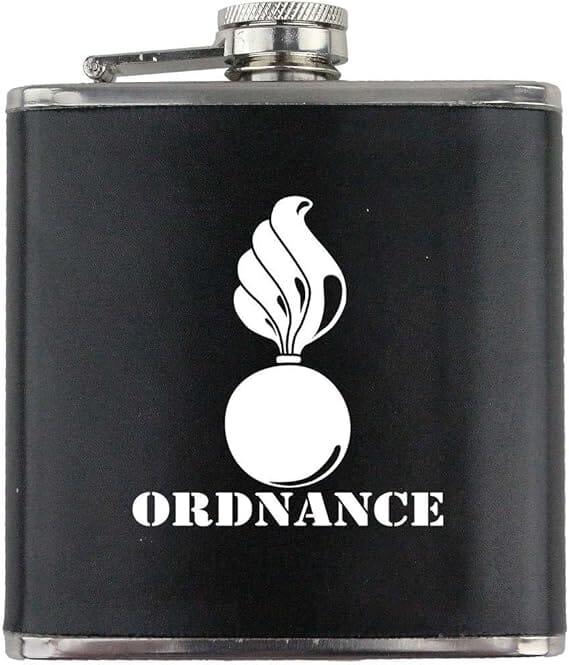 Army Ordnance Branch Military Stainless Steel Leather Wrapped 6oz. Flask Flasks
