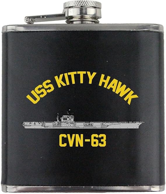 Navy Carrier Kitty Hawk CVN 63 Leather Wrapped 6oz. Flask Flasks