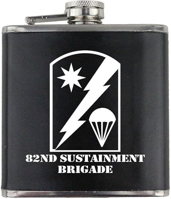 Army 82nd Sustainment Brigade Subdued Stainless Steel Leather Wrapped 6oz. Flask Flasks