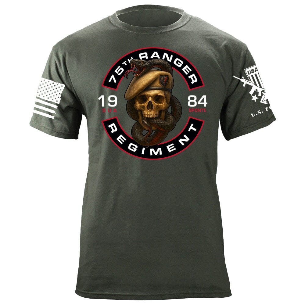 75th Rangers Regiment Skull & Snake T-Shirt Shirts 86382-S-MG