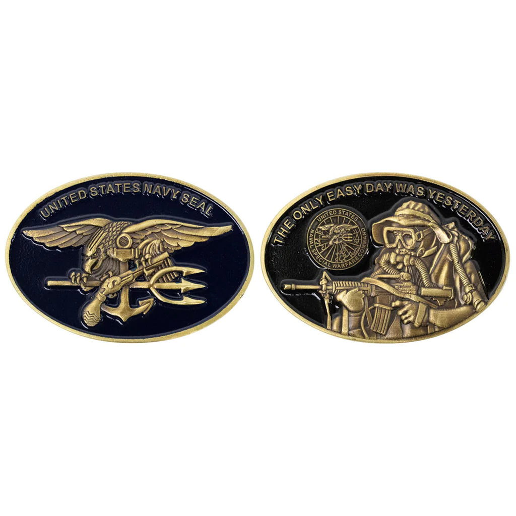 Navy Seal With Trident Oval Coin Challenge Coins