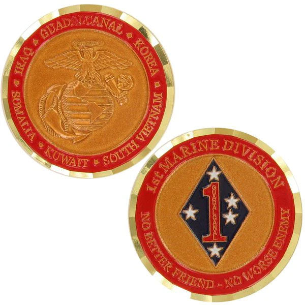 1-1/2" 1St Marine Division W/Sleeve Coin Challenge Coins