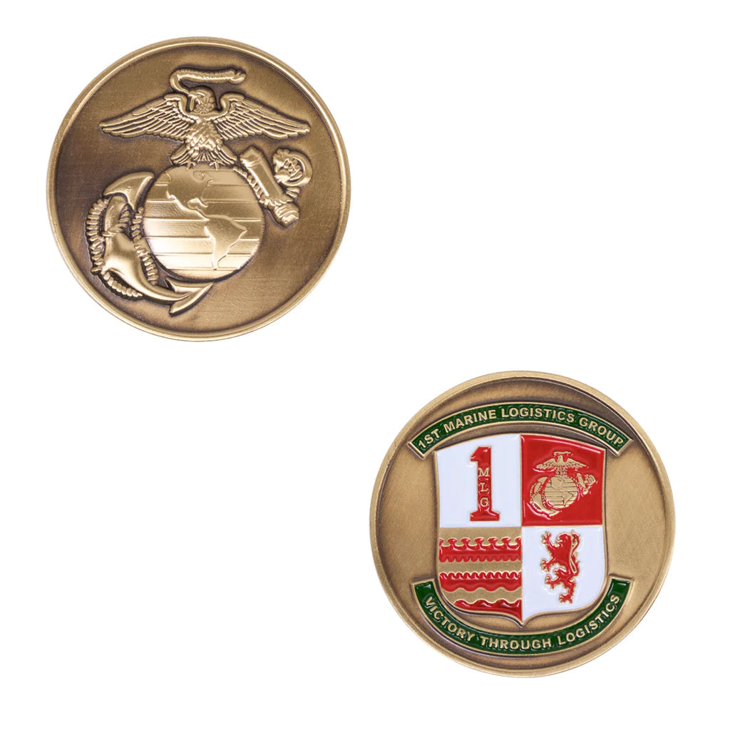 1-1/2" 1St Marine Logistics Group W/Sleeve Coin Challenge Coins