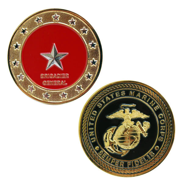 1-3/4" USMC Rank Brigadier General W/Sleeve Coin Challenge Coins