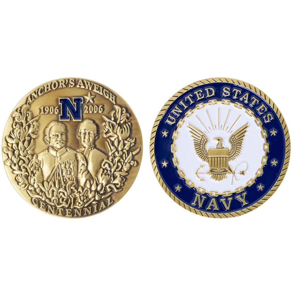 2 Inch US Navy Anchors Aweigh Centennial Coin Challenge Coins