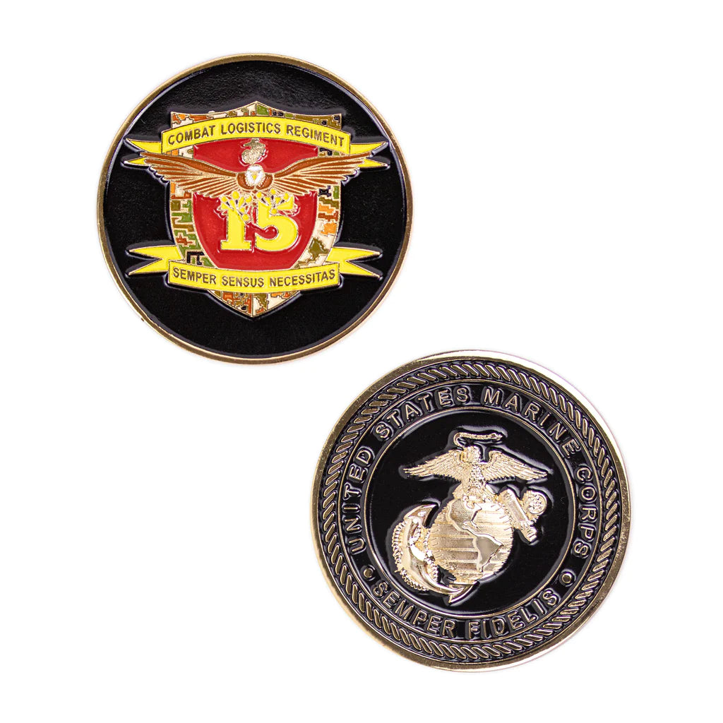 1-3/4" Marine 15Th Combat Logistic Regiment W/Sleeve Coin Challenge Coins