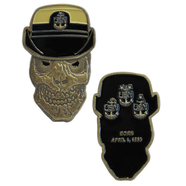 2" USN Female Sr. Chief Petty Officer Skull Antique Coin Challenge Coins