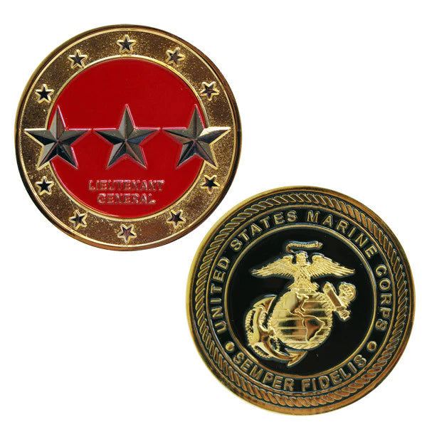 1-3/4" USMC Rank Lieutenant General W/Sleeve Coin Challenge Coins