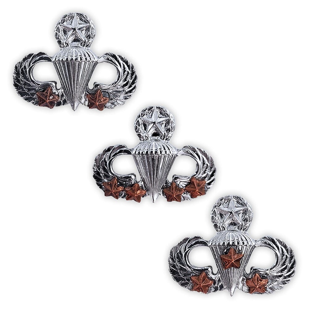 Army Miniature Master Parachutist Badge with Combat Stars Badges