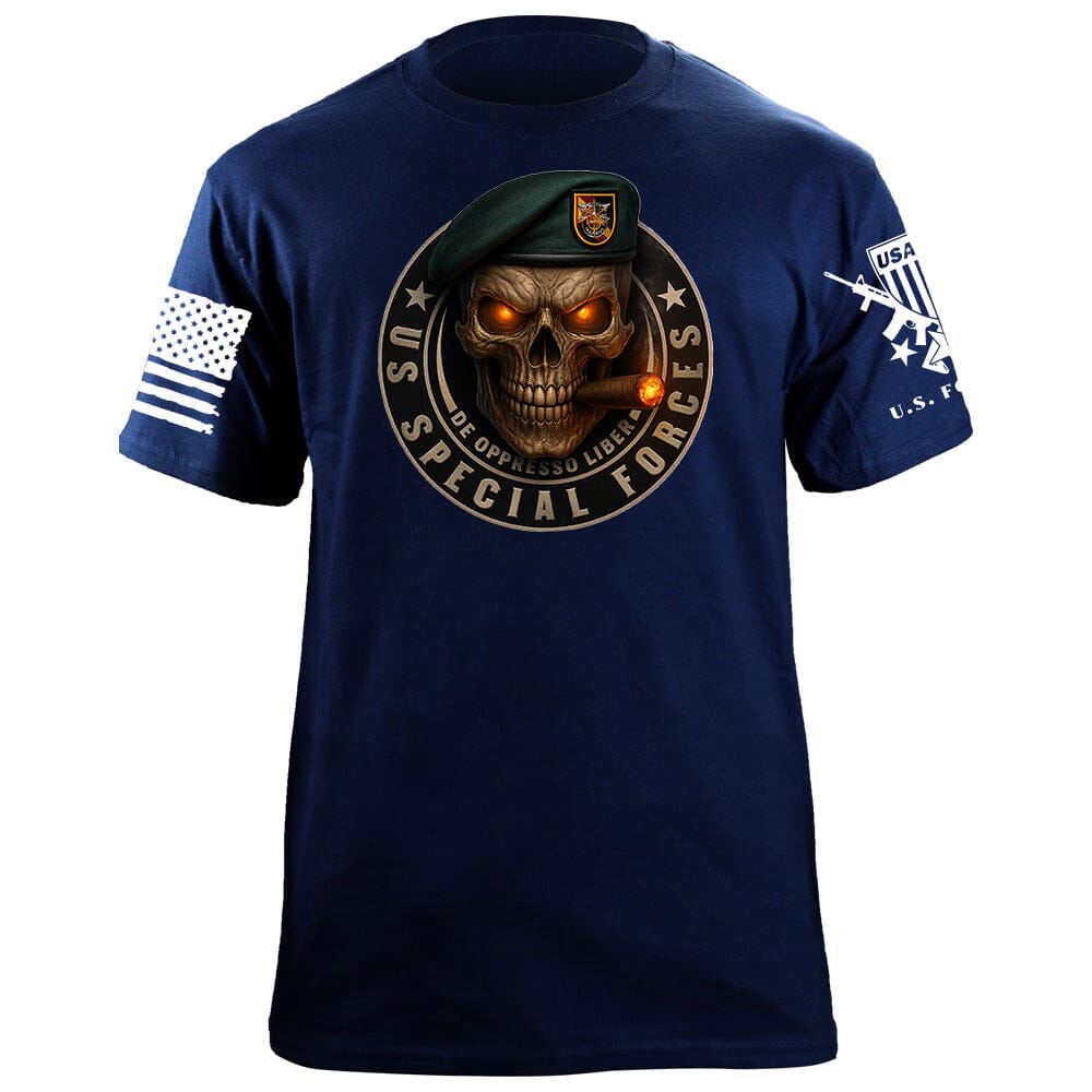 US Special Forces Skull T-Shirt Shirts 86291-S-NAVY