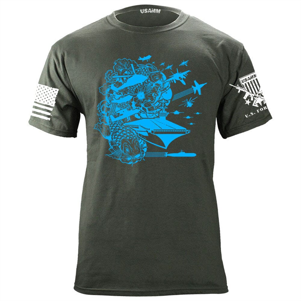 Cyberpunk Koi Design Carrier Battle Group T-Shirt