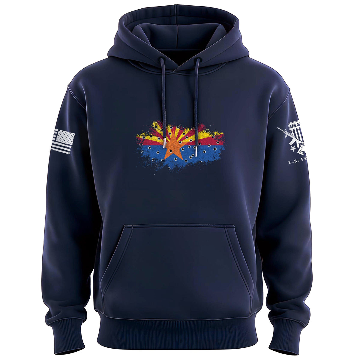 Bullet Hole Arizona Flag Ripped Hoodie Hoodies