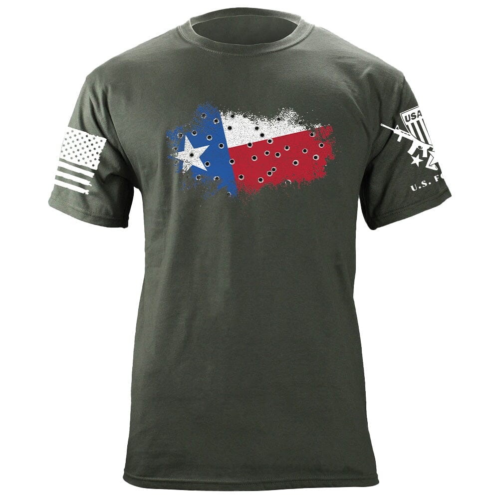 Bullet Hole Texas Flag Ripped T-Shirt Shirts 87001-3XL-MG
