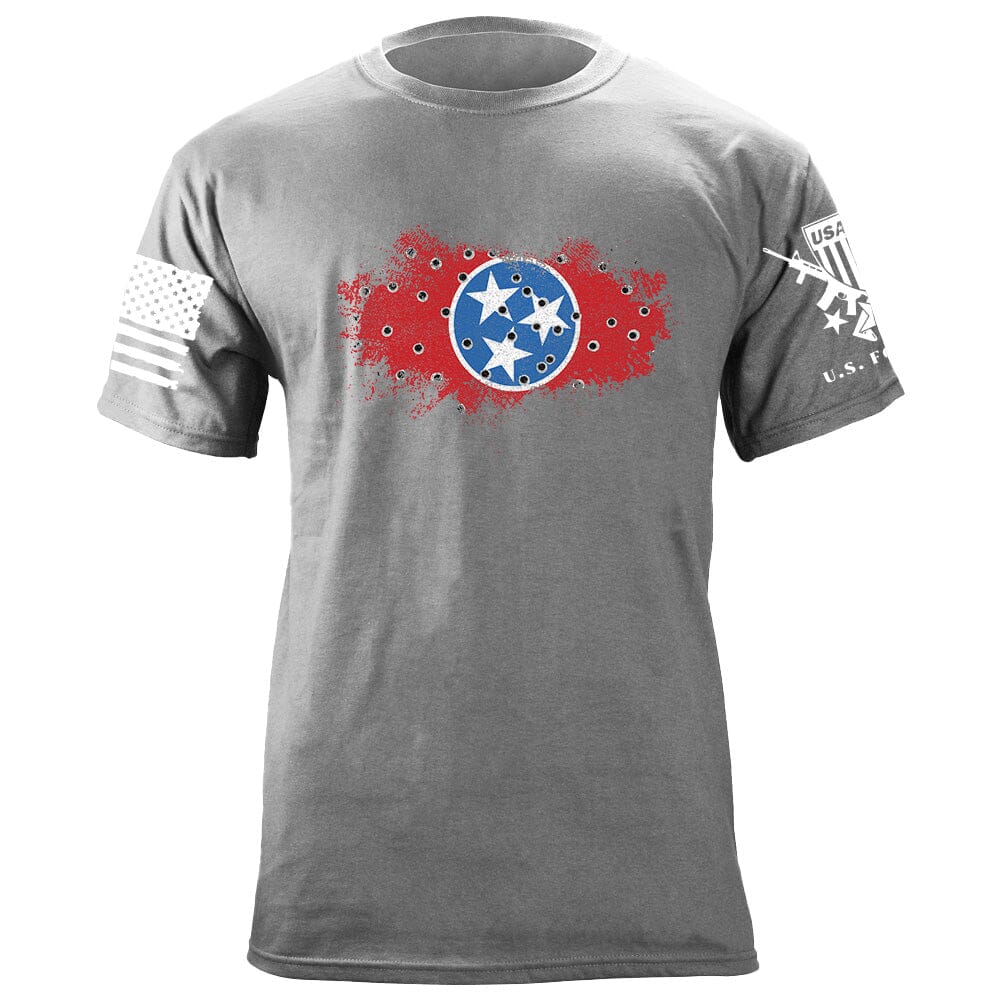 Bullet Hole Tennessee Flag Ripped T-Shirt Shirts 87005-S-HG