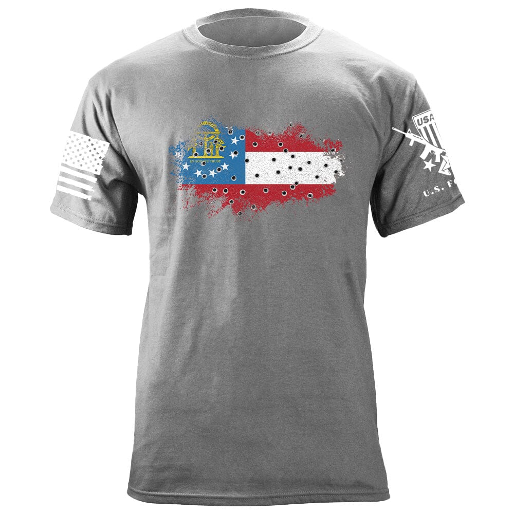 Bullet Hole Georgia Flag Ripped T-Shirt Shirts 87006-S-HG