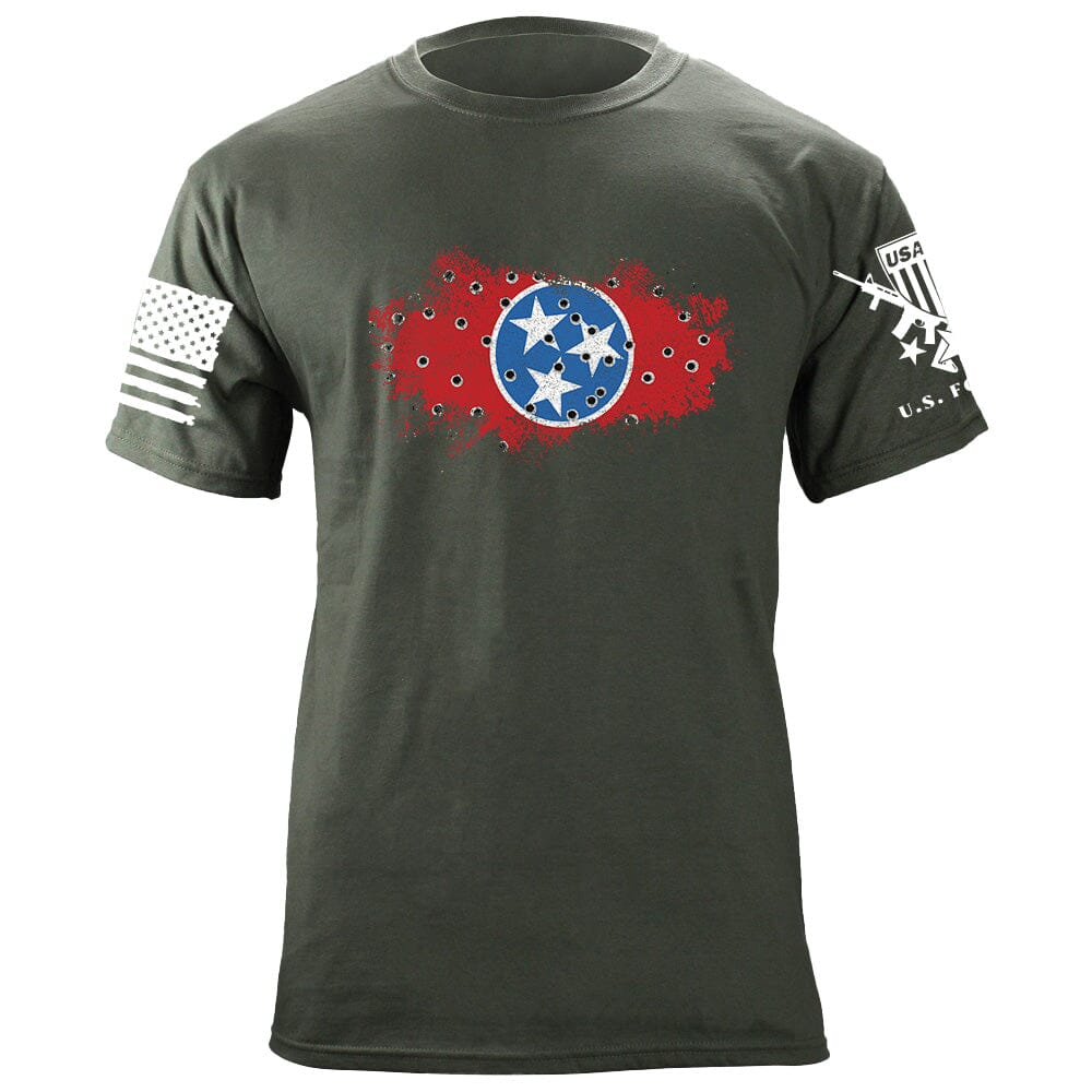 Bullet Hole Tennessee Flag Ripped T-Shirt Shirts 87005-3XL-MG