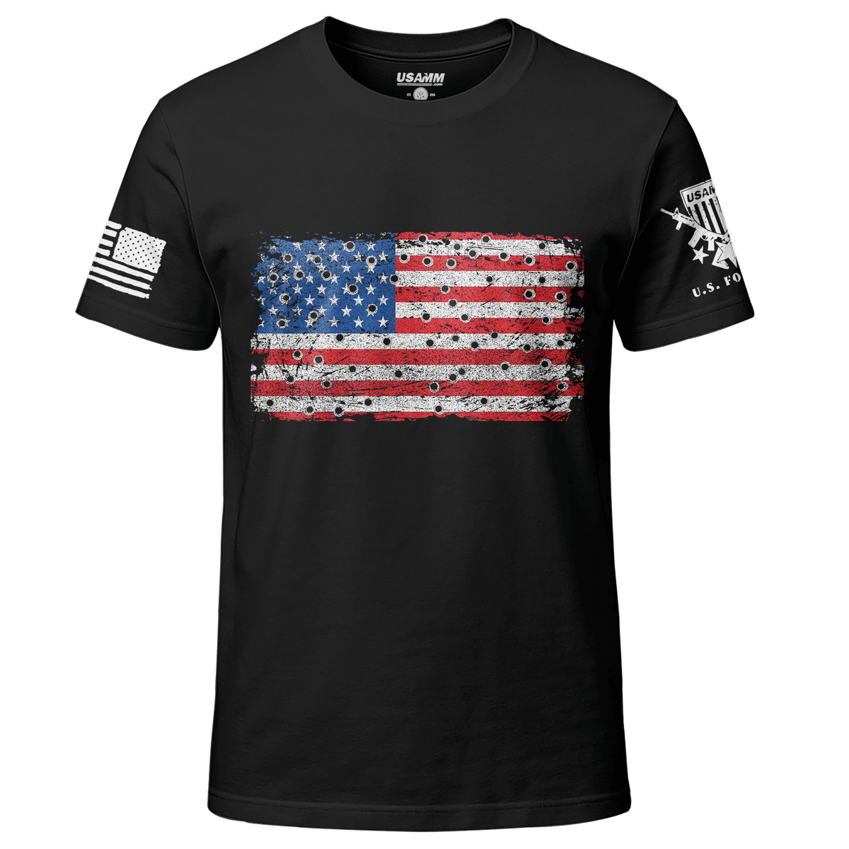 Bullet Hole USA Flag T-Shirt Shirts YFS.3.055.1.BKT.1